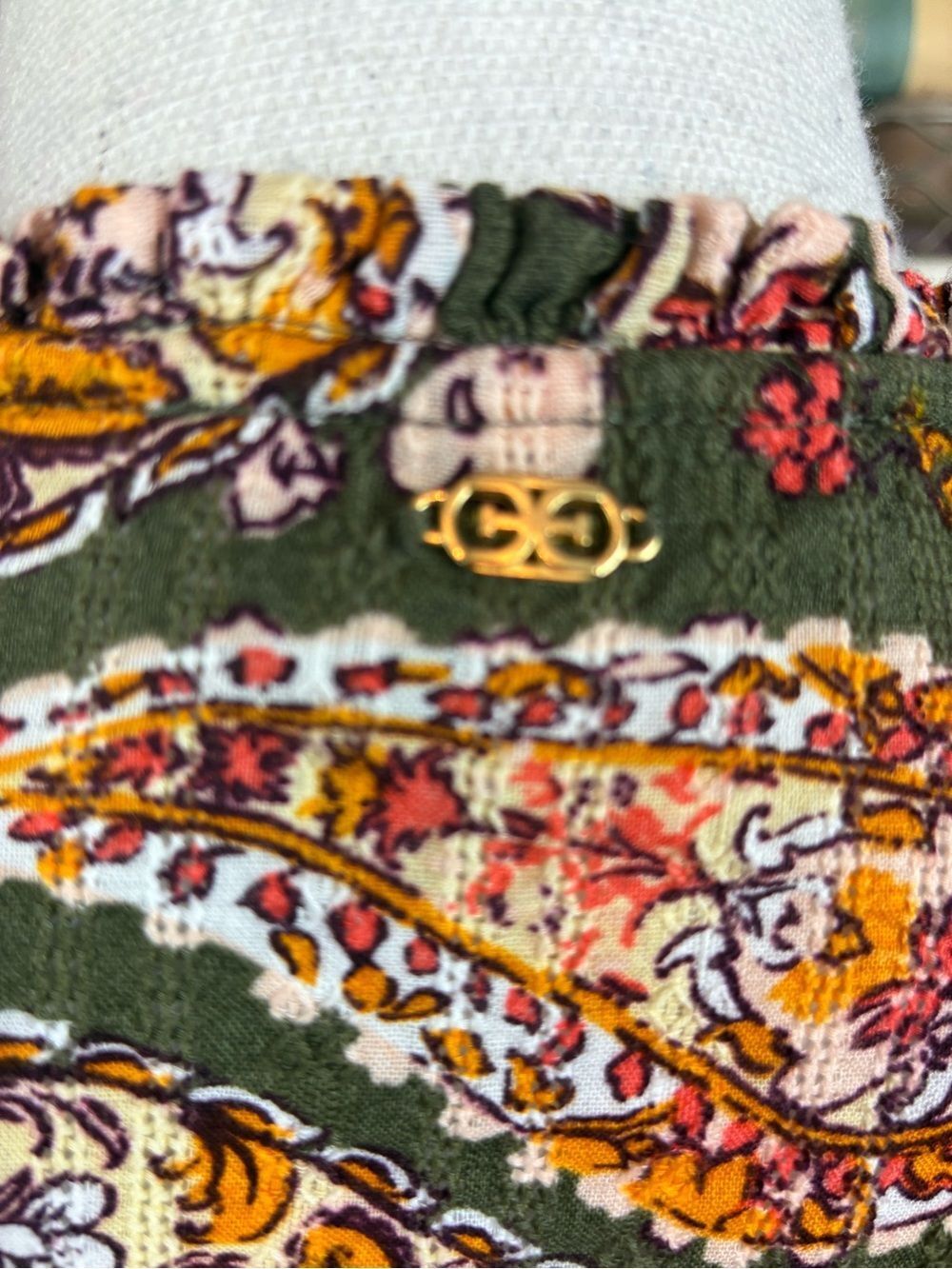 Sam Edelman Cottagecore Paisley Button-Front Blouse w/ruched sleeves - Picture 7 of 14